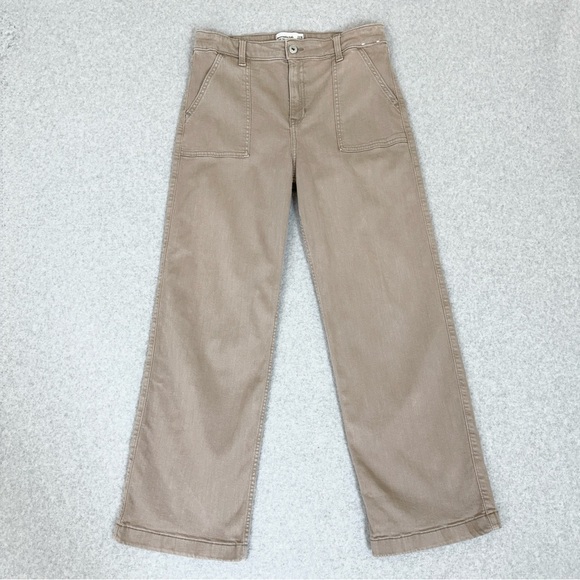 Abercrombie Kids High Rise Wide Leg Jeans Girls Size 17 / 18 Short Brown Preppy - Picture 1 of 15